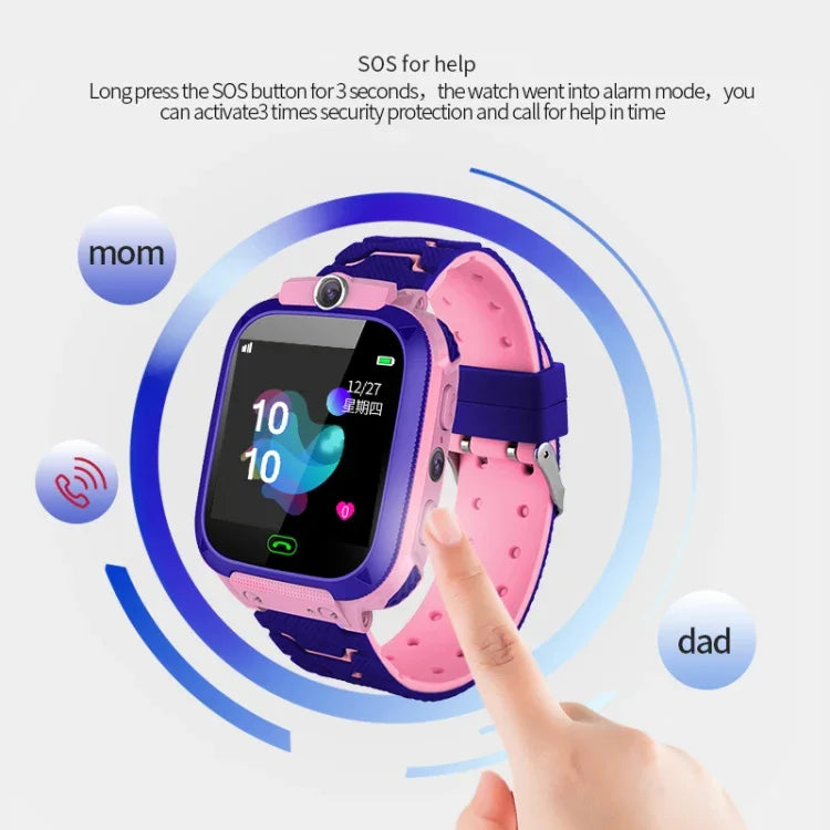 Q12B Smartwatch para crianças com ecrã colorido de 1,44 polegadas, Suporta posicionamento LBS / Chamadas bidirecionais / Socorro com uma tecla / Monitorização por voz / Aplicação Setracker