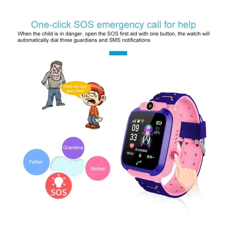 Q120 Smartwatch para crianças com ecrã colorido de 1,44 polegadas impermeável IP67, Suporta posicionamento LBS / Chamadas bidirecionais / Socorro com uma tecla / Monitorização por voz / Aplicação Setracker