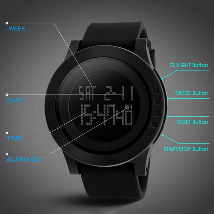 Relógio Digital de Gel de Sílica Multifuncional Masculino SKMEI 1142 para Desporto ao Ar Livre, Noctilucente e à Prova de Água
