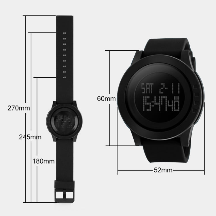 Relógio Digital de Gel de Sílica Multifuncional Masculino SKMEI 1142 para Desporto ao Ar Livre, Noctilucente e à Prova de Água