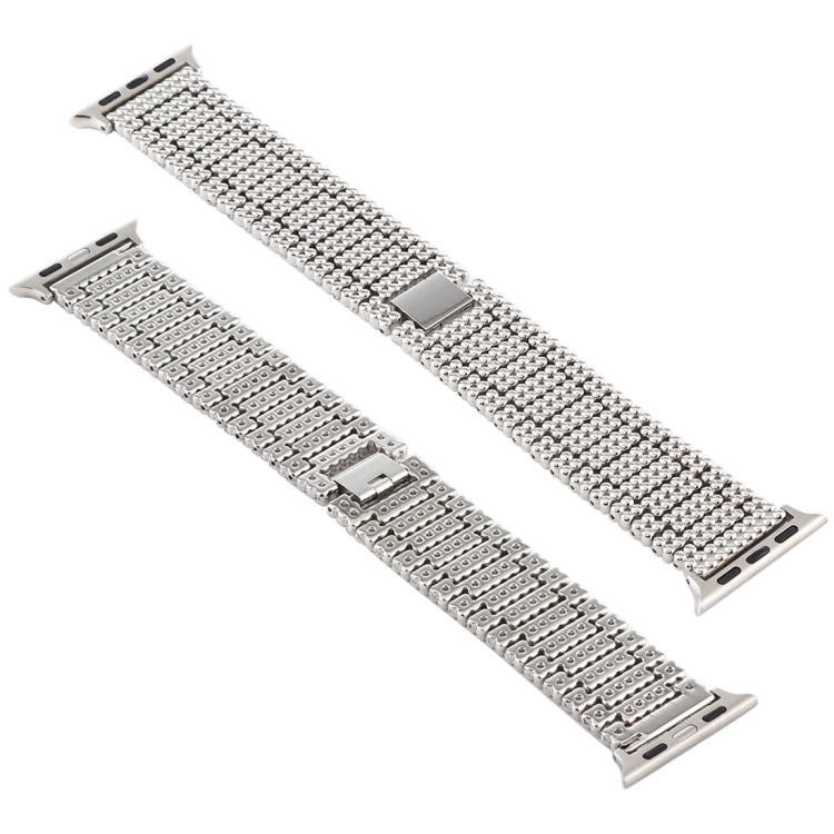 Correia de Relógio de Pulso em Aço Inoxidável com Nove Contas para Apple Watch Series 7 41mm / 6 & SE & 5 & 4 40mm / 3 & 2 & 1 38mm, Para Apple Watch Series 7 41mm / 6 & SE & 5 & 4 40mm / 3 & 2 & 1 38mm