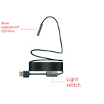 Câmara Endoscópica WiFi YPC110 8mm 2.0MP HD com Tubo de Cobra, 8 LEDs, Impermeável IP68, Diâmetro da Lente: 8mm, Comprimento: 3,5m, Cabo Rígido