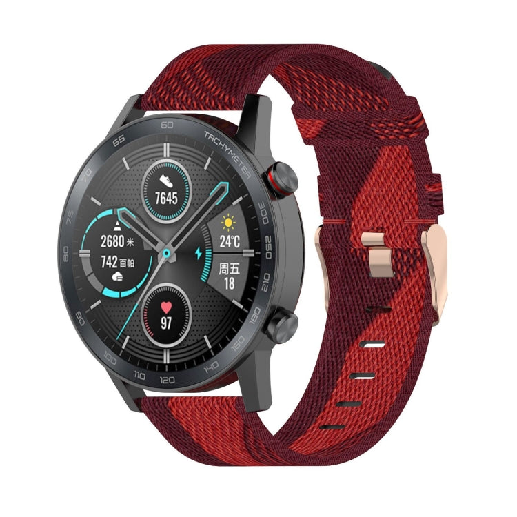 Correia de Pulso em Nylon Trançado com Risca de 22mm para Relógio Huawei GT / GT2 46mm, Honor Magic Watch 2 46mm / Magic