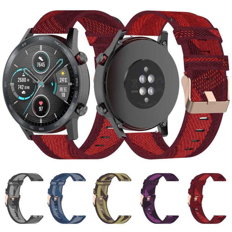 Correia de Pulso em Nylon Trançado com Risca de 22mm para Relógio Huawei GT / GT2 46mm, Honor Magic Watch 2 46mm / Magic