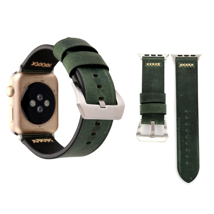 Para Apple Watch Ultra 49mm&Watch Ultra 2 49mm / Series 10 46mm / 9&8&7 45mm / SE 3&SE 2&6&SE&5&4 44mm / 3&2&1 42mm Correia de Relógio de Pulso em Couro Genuíno com Padrão de Linha Retro XX, Para 42mm