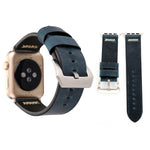 Para Apple Watch Ultra 49mm&Watch Ultra 2 49mm / Series 10 46mm / 9&8&7 45mm / SE 3&SE 2&6&SE&5&4 44mm / 3&2&1 42mm Correia de Relógio de Pulso em Couro Genuíno com Padrão de Linha Retro XX, Para 42mm