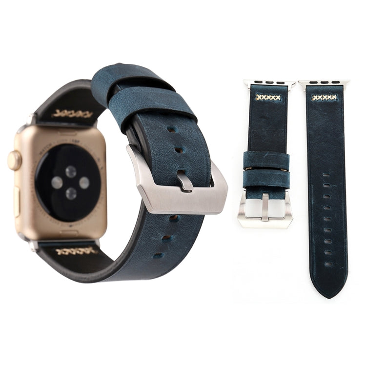 Para Apple Watch Ultra 49mm&Watch Ultra 2 49mm / Series 10 46mm / 9&8&7 45mm / SE 3&SE 2&6&SE&5&4 44mm / 3&2&1 42mm Correia de Relógio de Pulso em Couro Genuíno com Padrão de Linha Retro XX, Para 42mm