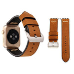 Para Apple Watch Ultra 49mm&Watch Ultra 2 49mm / Series 10 46mm / 9&8&7 45mm / SE 3&SE 2&6&SE&5&4 44mm / 3&2&1 42mm Correia de Relógio de Pulso em Couro Genuíno com Padrão de Linha Retro XX, Para 42mm