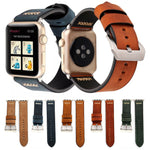 Para Apple Watch Ultra 49mm&Watch Ultra 2 49mm / Series 10 46mm / 9&8&7 45mm / SE 3&SE 2&6&SE&5&4 44mm / 3&2&1 42mm Correia de Relógio de Pulso em Couro Genuíno com Padrão de Linha Retro XX, Para 42mm