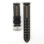 Para Apple Watch Ultra 49mm&Watch Ultra 2 49mm / Series 10 46mm / 9&8&7 45mm / SE 3&SE 2&6&SE&5&4 44mm / 3&2&1 42mm Correia de Relógio de Pulso em Couro Genuíno com Padrão de Linha Manual, Para 42mm
