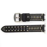 Para Apple Watch Ultra 49mm&Watch Ultra 2 49mm / Series 10 46mm / 9&8&7 45mm / SE 3&SE 2&6&SE&5&4 44mm / 3&2&1 42mm Correia de Relógio de Pulso em Couro Genuíno com Padrão de Linha Manual, Para 42mm