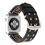 Para Apple Watch Ultra 49mm&Watch Ultra 2 49mm / Series 10 46mm / 9&8&7 45mm / SE 3&SE 2&6&SE&5&4 44mm / 3&2&1 42mm Correia de Relógio de Pulso em Couro Genuíno com Padrão de Linha Manual, Para 42mm