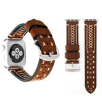 Para Apple Watch Ultra 49mm&Watch Ultra 2 49mm / Series 10 46mm / 9&8&7 45mm / SE 3&SE 2&6&SE&5&4 44mm / 3&2&1 42mm Correia de Relógio de Pulso em Couro Genuíno com Padrão de Linha Manual, Para 42mm