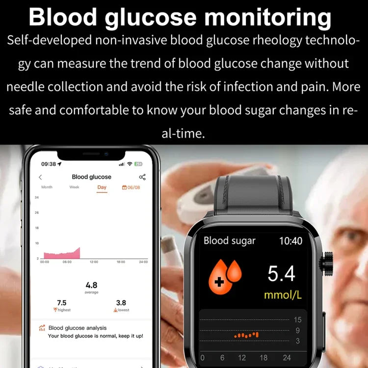 Smartwatch ET210 com Ecrã IPS de 1,91 polegadas IP67 à Prova de Água e Pulseira de Silicone, Suporta Monitorização da Temperatura Corporal / ECG, ET210