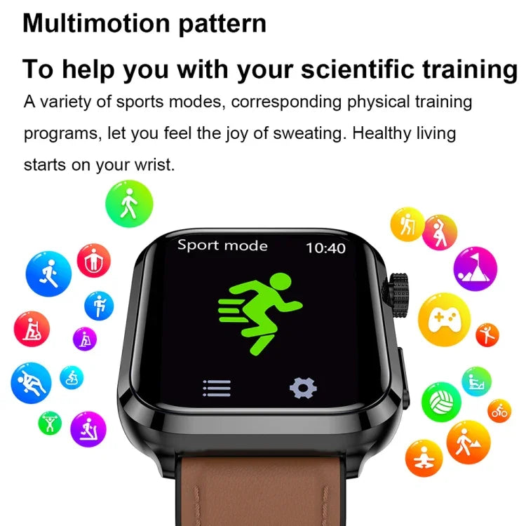 Smartwatch ET210 com Ecrã IPS de 1,91 polegadas IP67 à Prova de Água e Pulseira de Silicone, Suporta Monitorização da Temperatura Corporal / ECG, ET210