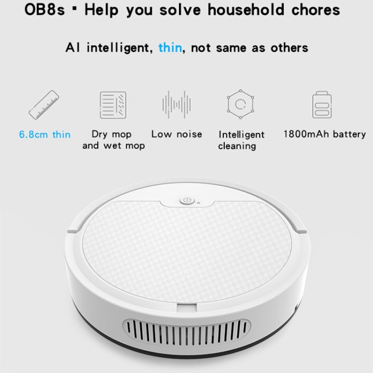 Robô Aspirador Inteligente Doméstico BOWAI OB8S, OB8S (Branco), OB8S (Preto)