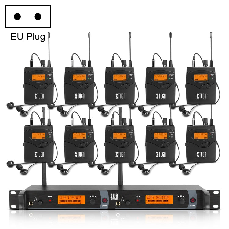 XTUGA IEM1200 Transmissor Sem Fios 10 Bodypack Sistema de Monitor In-Ear para Cantores de Palco, Transmissor 10 Bodypack
