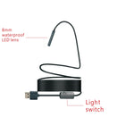 Câmara Endoscópica WiFi YPC110 8mm 2.0MP HD com Tubo de Cobra, 8 LEDs, Impermeável IP68, Diâmetro da Lente: 8mm, Comprimento: 2m, Cabo Flexível