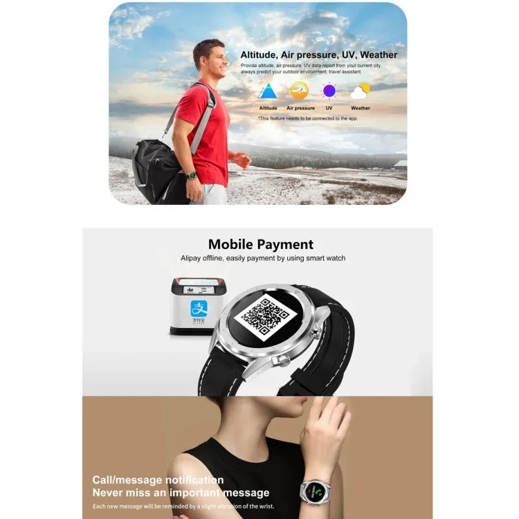 DT28 Relógio Inteligente com Correia de Silicone à Prova de Água IP68 de 1,54 polegadas, Bluetooth 4.2, Suporta Lembrete de Chamadas Recebidas / Monitorização da Pressão Arterial / Pagamento pelo Relógio