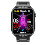 Smartwatch TK11P com Ecrã IPS de 1,83 polegadas IP68 à Prova de Água e Pulseira de Aço, Suporta Monitorização de Stress / ECG, Pulseira de Aço (Preto)