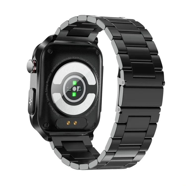 Smartwatch TK11P com Ecrã IPS de 1,83 polegadas IP68 à Prova de Água e Pulseira de Aço, Suporta Monitorização de Stress / ECG, Pulseira de Aço (Preto)
