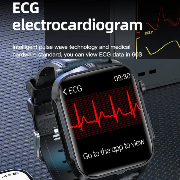 Smartwatch TK11P com Ecrã IPS de 1,83 polegadas IP68 à Prova de Água e Pulseira de Aço, Suporta Monitorização de Stress / ECG, Pulseira de Aço (Preto)