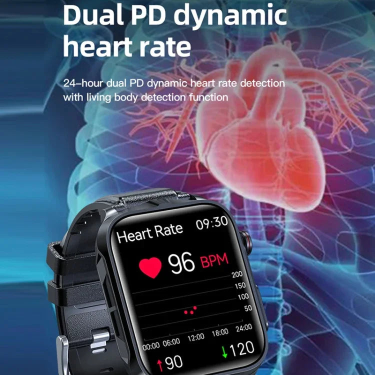 Smartwatch TK11P com Ecrã IPS de 1,83 polegadas IP68 à Prova de Água e Pulseira de Aço, Suporta Monitorização de Stress / ECG, Pulseira de Aço (Preto)