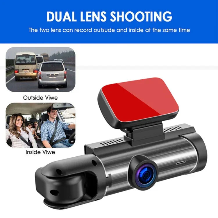 Gravador de Condução com Dupla Lente Frontal e Interior de 3,16 Polegadas 1080P HD com Visão Noturna, Dupla Lente Frontal e Interior