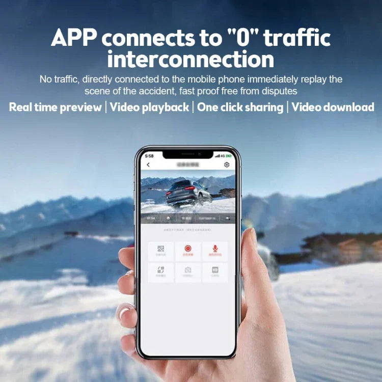 Gravador de Condução WiFi para Carro 1080P HD, Suporta Ligação a Aplicação Móvel e Gravação em Loop Automática, Gravador de Condução WiFi para Carro