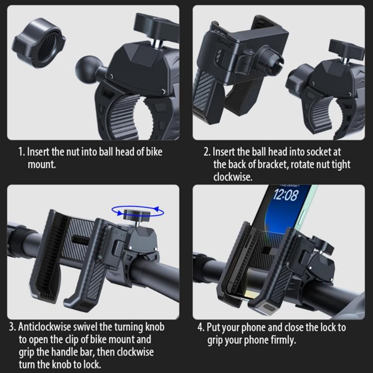 Suporte Antiderrapante para Telemóvel para Scooter com Textura de Fibra de Carbono