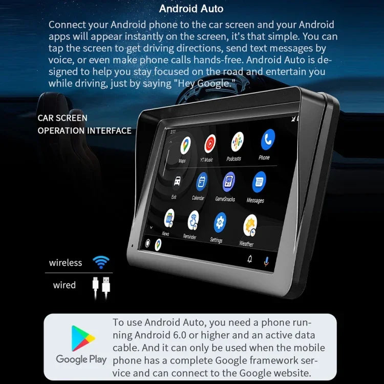 Leitor MP5 Bluetooth CarPlay Sem Fios para Carro de 7 polegadas B5300, Suporta Interconexão com Telemóvel com Comando à Distância, B5300 com Comando à Distância