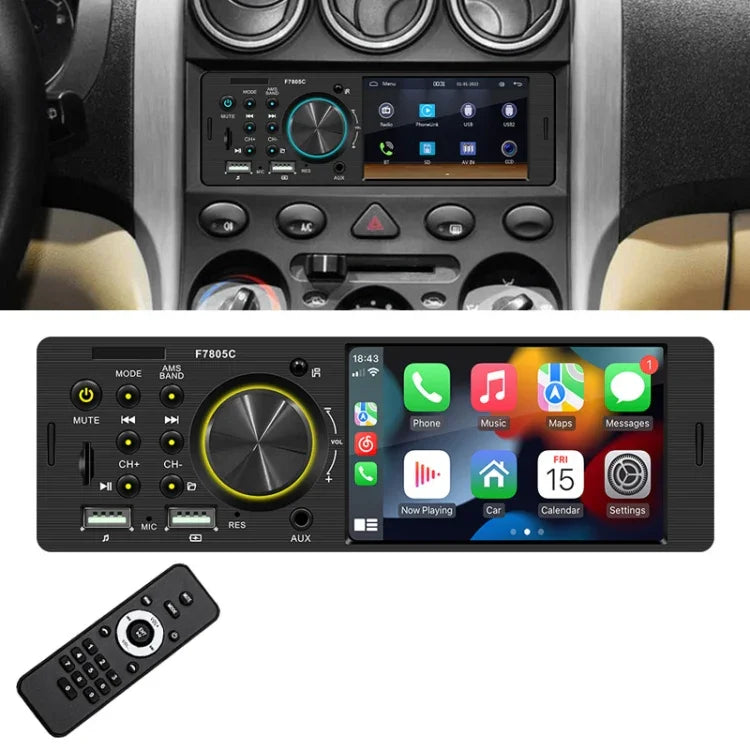 Receptor de Rádio para Carro MP5 de 4 polegadas 800x480P, Suporte FM, Bluetooth e Cartão SD com Controlo Remoto, F7805C