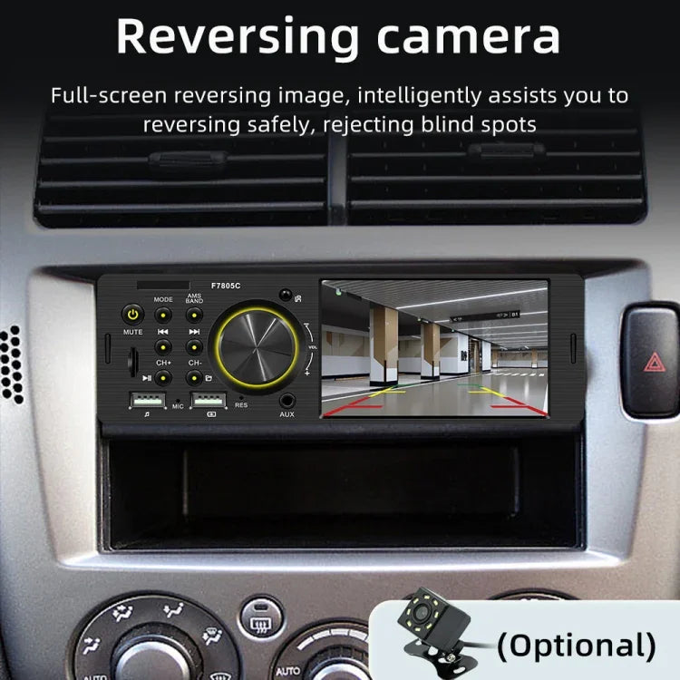 Receptor de Rádio para Carro MP5 de 4 polegadas 800x480P, Suporte FM, Bluetooth e Cartão SD com Controlo Remoto, F7805C