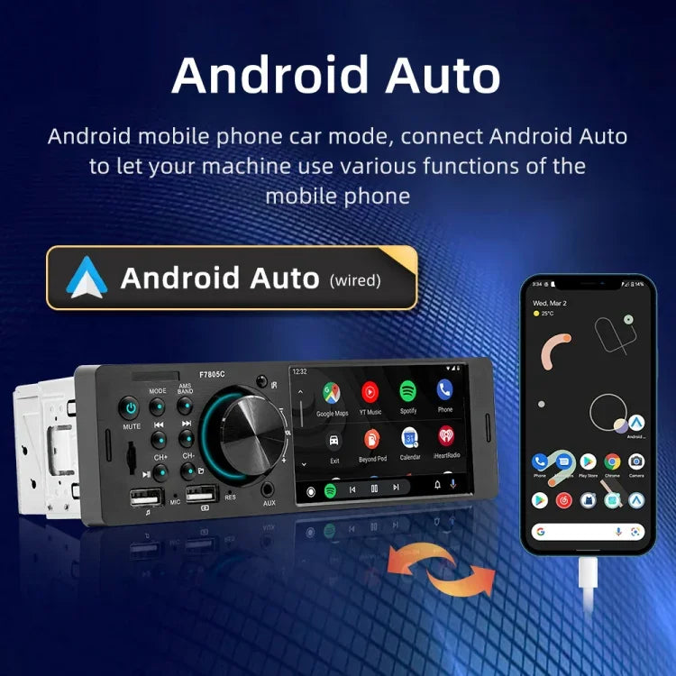 Receptor de Rádio para Carro MP5 de 4 polegadas 800x480P, Suporte FM, Bluetooth e Cartão SD com Controlo Remoto, F7805C