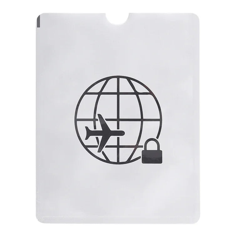 100pcs Manga Protetora Anti-Roubo de Alumínio com Bloqueio RFID para Passaporte e Passbook, Tamanho: 13.5*10.5cm, Padrão Avião 100pcs