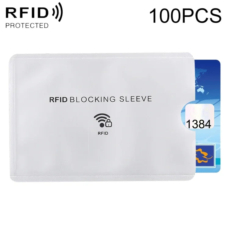 100 Unidades de Manga Protetora em Alumínio para Bloqueio RFID Anti-Roubo para Cartões, Tamanho: 9,1*6,3cm, Manga de Bloqueio RFID 100pcs