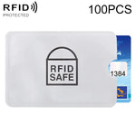 100pcs Aluminum Foil Anti Theft RFID Blocking Sleeve Card Protector, Size: 9.1*6.3cm, RFID SAFE 100pcs
