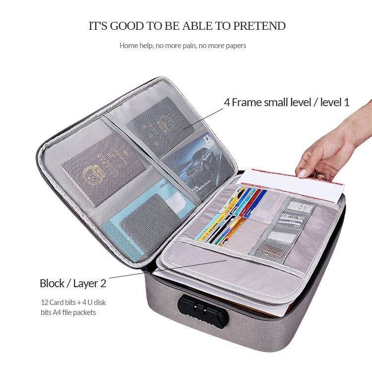 Bolsa impermeável ZJ02 em poliéster para armazenamento de documentos em várias camadas, bolsa para portátil de todos os tamanhos, com fechadura de senha