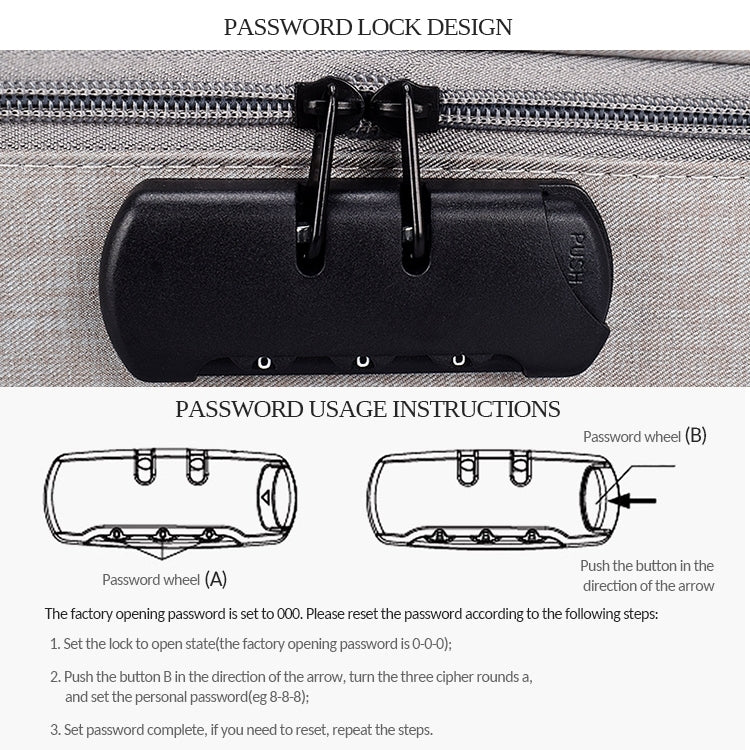 Bolsa impermeável ZJ02 em poliéster para armazenamento de documentos em várias camadas, bolsa para portátil de todos os tamanhos, com fechadura de senha