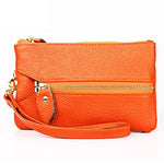 Carteira Horizontal Quadrada com Textura Litchi 2001 para Senhora, com Alça de Mão Destacável e 6 Argolas para Chaves, Cores: Laranja, Rosa, Verde, Amarelo