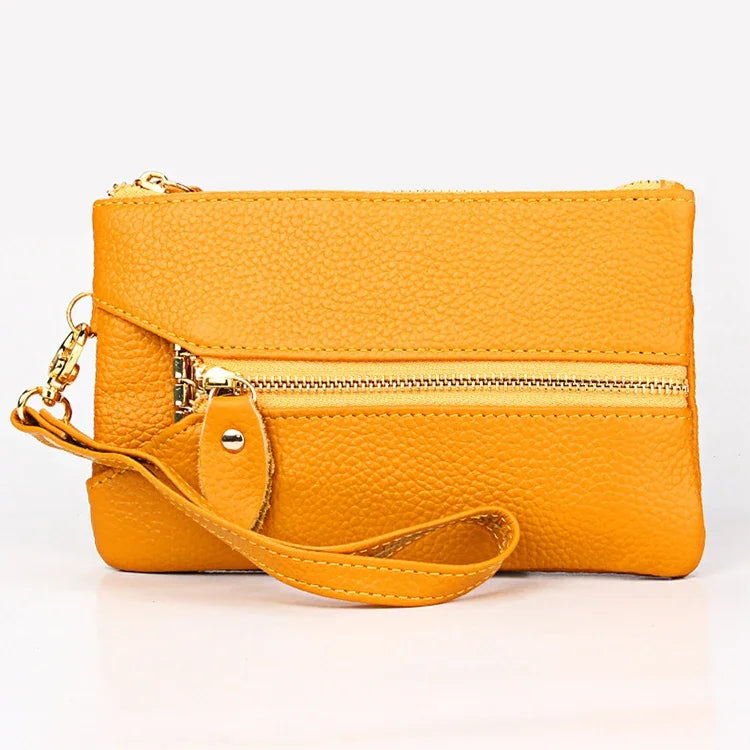 Carteira Horizontal Quadrada com Textura Litchi 2001 para Senhora, com Alça de Mão Destacável e 6 Argolas para Chaves, Cores: Laranja, Rosa, Verde, Amarelo