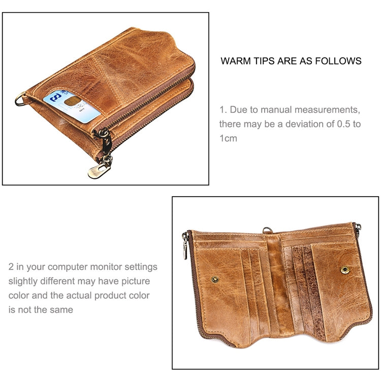 Carteira longa dobrável anti-magnética RFID em pele de vaca com textura Crazy Horse, mala de mão para homem, com compartimentos para cartões e alça de ombro, LT3533 Castanho-amarelado, LT3533 Preto, LT3533 Café, LT3533 Azul, LT3533 Vermelho