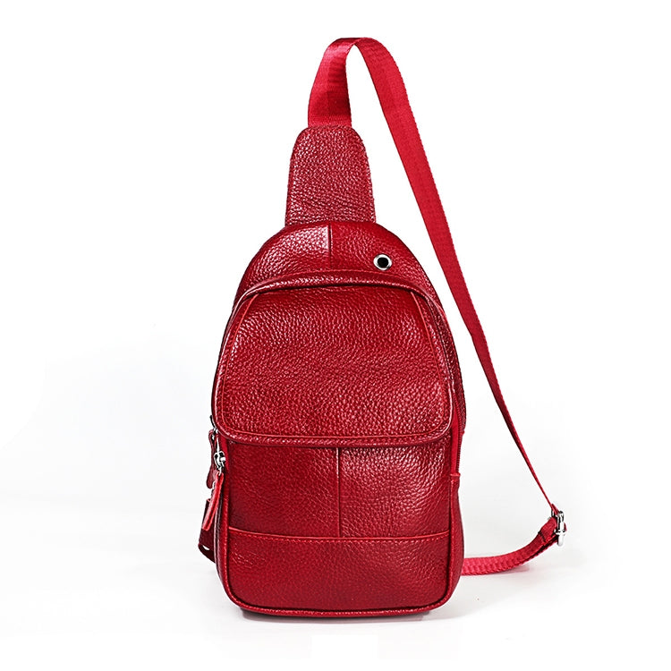 6023 Casual Litchi Texture Soft Face Full-grain Cowhide One Shoulder Crossbody Bag for Men, Black, Coffee, Red, Brown
