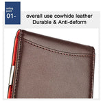 9606 Cowhide Leather Anti-magnetic RFID Multiple Card Slots Wallet for Men, with Zipper Bag, 9606 Black, 9606 Coffee