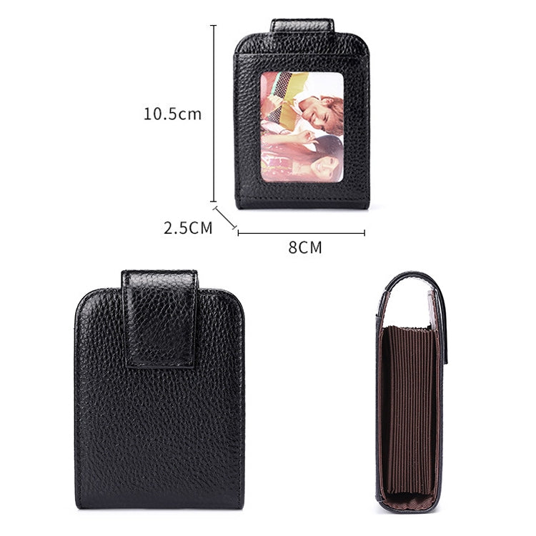 Carteira Vertical em Couro de Vaca em Forma de Organizador com Múltiplos Slots para Cartões Antimagnética RFID para Senhora KB189, com Janela Transparente, KB189 Roxa, KB189 Vermelho Rosado, KB189 Azul Safira, KB189 Preta
