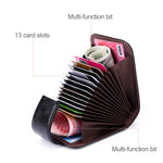 Carteira Vertical em Couro de Vaca em Forma de Organizador com Múltiplos Slots para Cartões Antimagnética RFID para Senhora KB189, com Janela Transparente, KB189 Roxa, KB189 Vermelho Rosado, KB189 Azul Safira, KB189 Preta