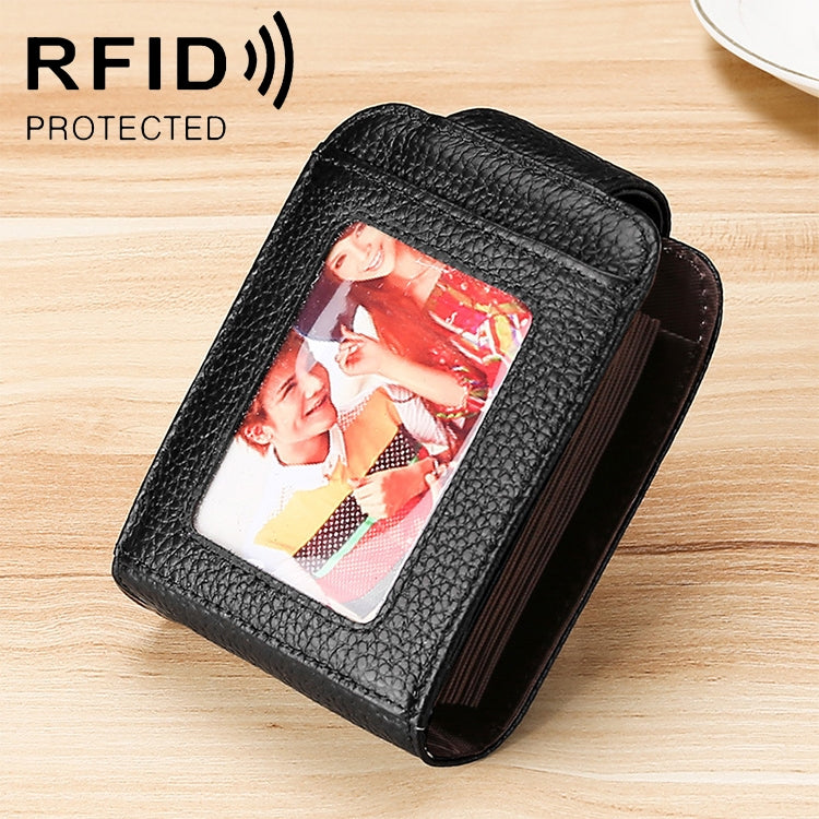 Carteira Vertical em Couro de Vaca em Forma de Organizador com Múltiplos Slots para Cartões Antimagnética RFID para Senhora KB189, com Janela Transparente, KB189 Roxa, KB189 Vermelho Rosado, KB189 Azul Safira, KB189 Preta