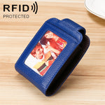 Carteira Vertical em Couro de Vaca em Forma de Organizador com Múltiplos Slots para Cartões Antimagnética RFID para Senhora KB189, com Janela Transparente, KB189 Roxa, KB189 Vermelho Rosado, KB189 Azul Safira, KB189 Preta