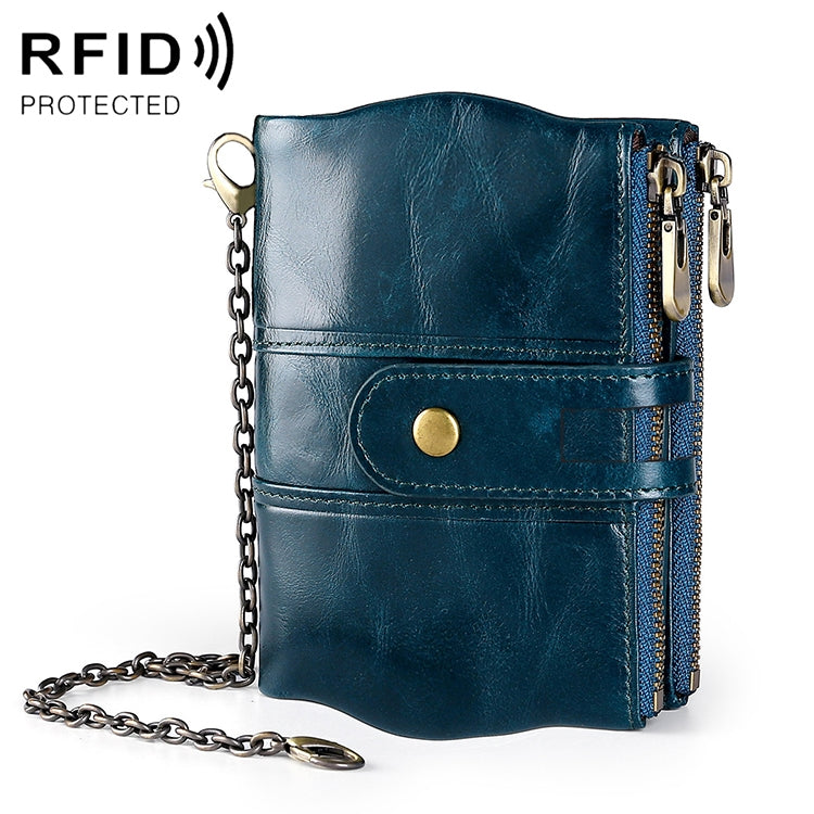 Carteira Clutch para Homem em Couro de Vaca com Fecho de Zíper Antimagnético RFID LT3539, com Slots para Cartões e Alça de Ombro, Alça de Ombro LT3539 Azul, Alça LT3539 Vermelha, LT3539 Castanho Amarelado