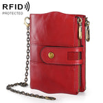 LT3539 Cowhide Leather Zipper Buckle Anti-magnetic RFID Wallet Clutch Bag for Men, with Card Slots & Shoulder Strap, LT3539 Shoulder Strap Blue, LT3539 Strap Red, LT3539 Yellowish-brown